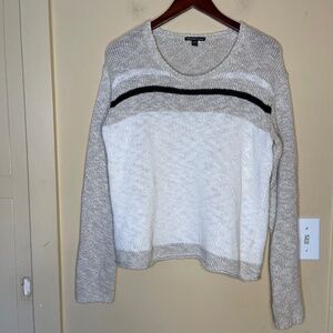 James Perse Cream and Black Colorblock Knit Sweater